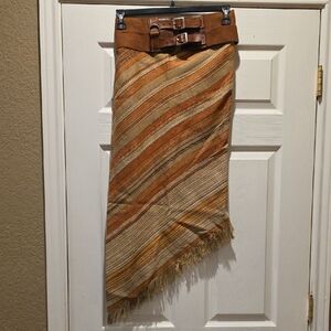 Ralph Lauren Asymmetrical Skirt in Brown and Tan